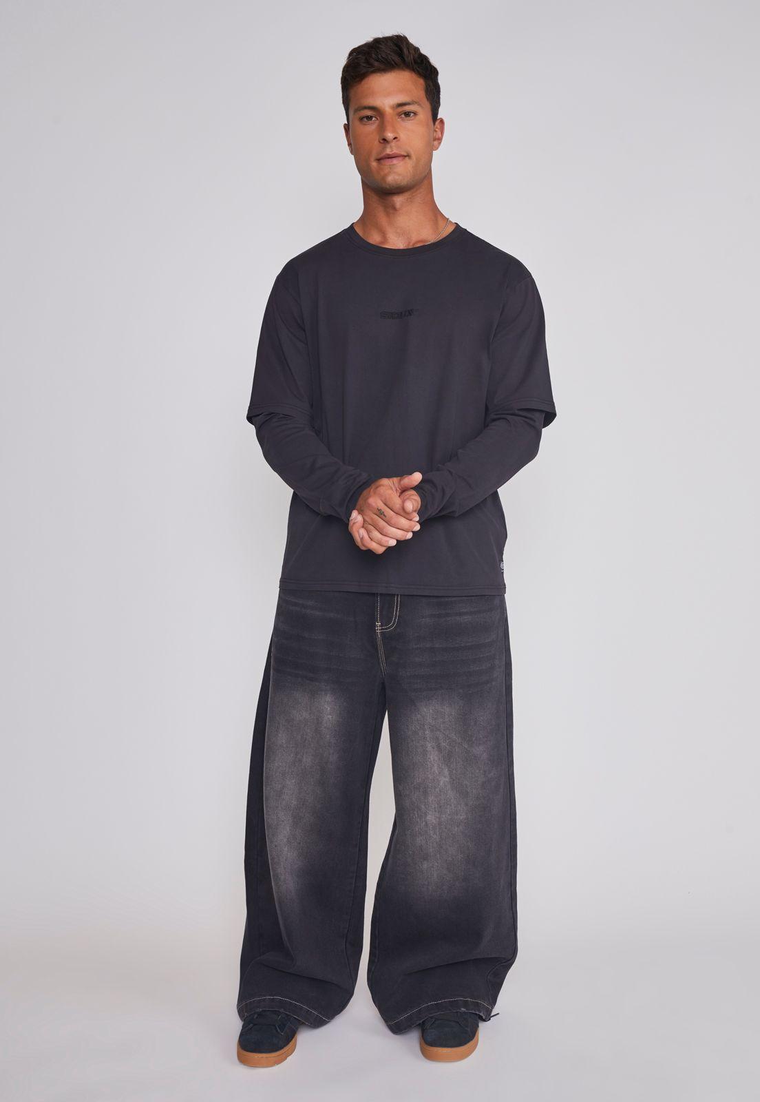 Polera Hombre Bordado Basic Negro Sioux-2