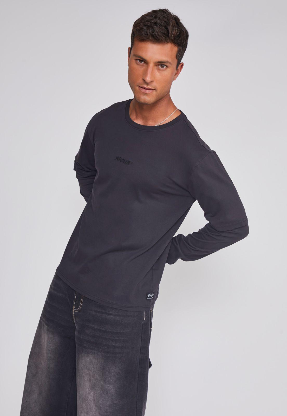 Polera Hombre Bordado Basic Negro Sioux-4