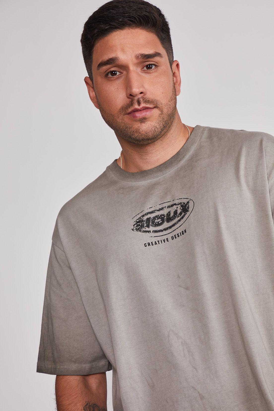 Polera Hombre Desgastado Relaxed Café Sioux-1