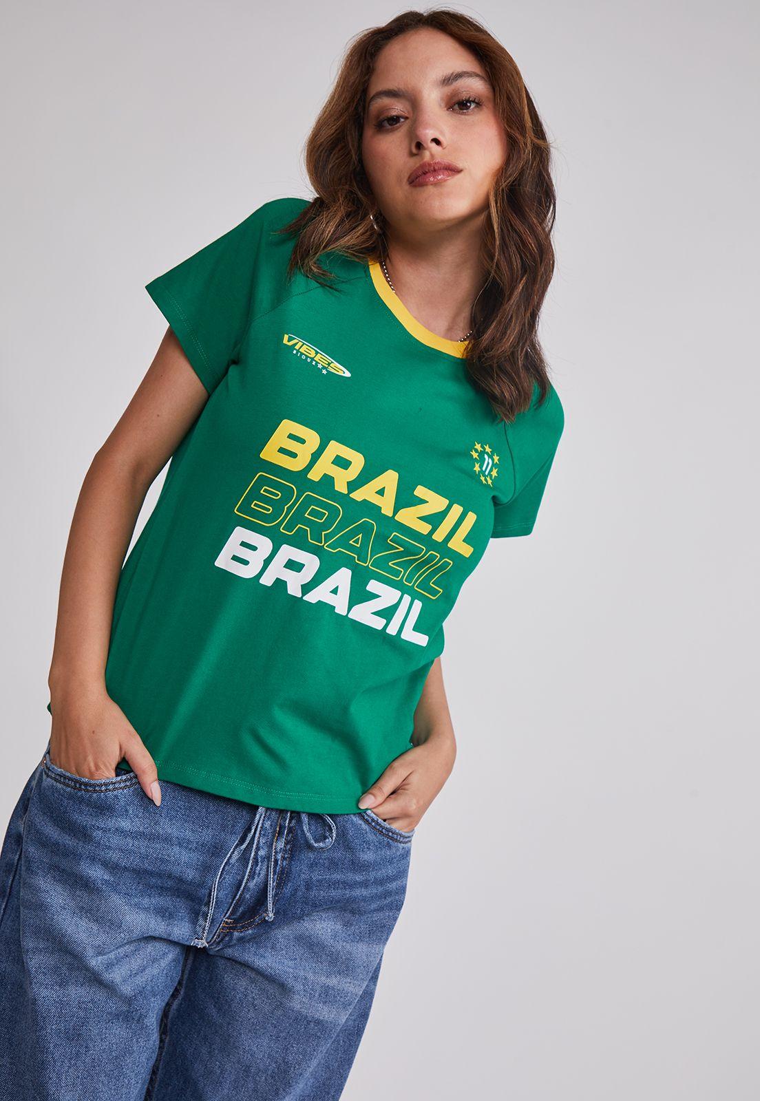 Polera Mujer Fútbol Brazil Verde Sioux-4
