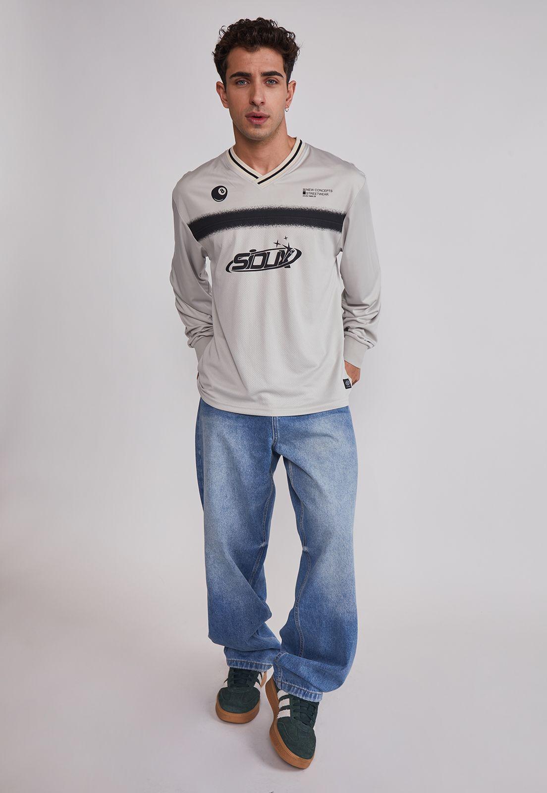 Polera Hombre Fútbol Retro Gris Sioux-1