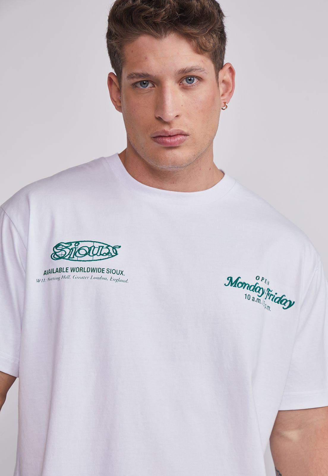 Polera Hombre Bordado Relaxed Blanco Sioux-2