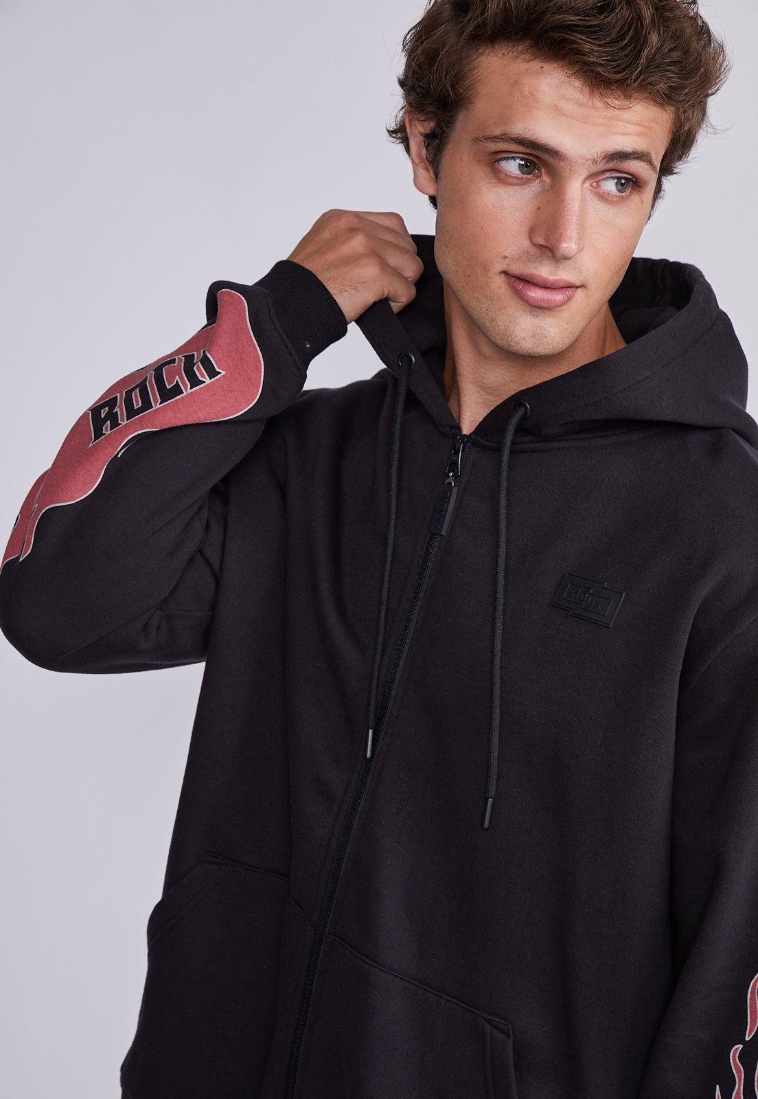 Polerón Hombre Acero Con Cierre Llamas Rock Sioux-1