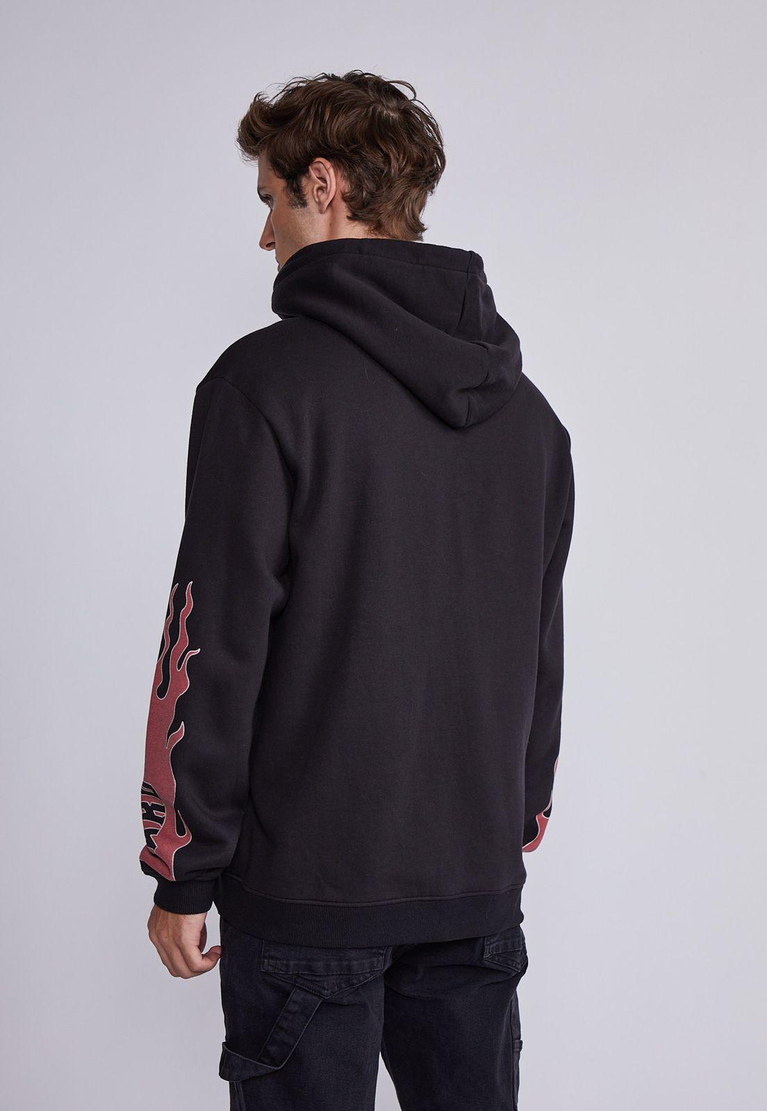 Polerón Hombre Acero Con Cierre Llamas Rock Sioux-2