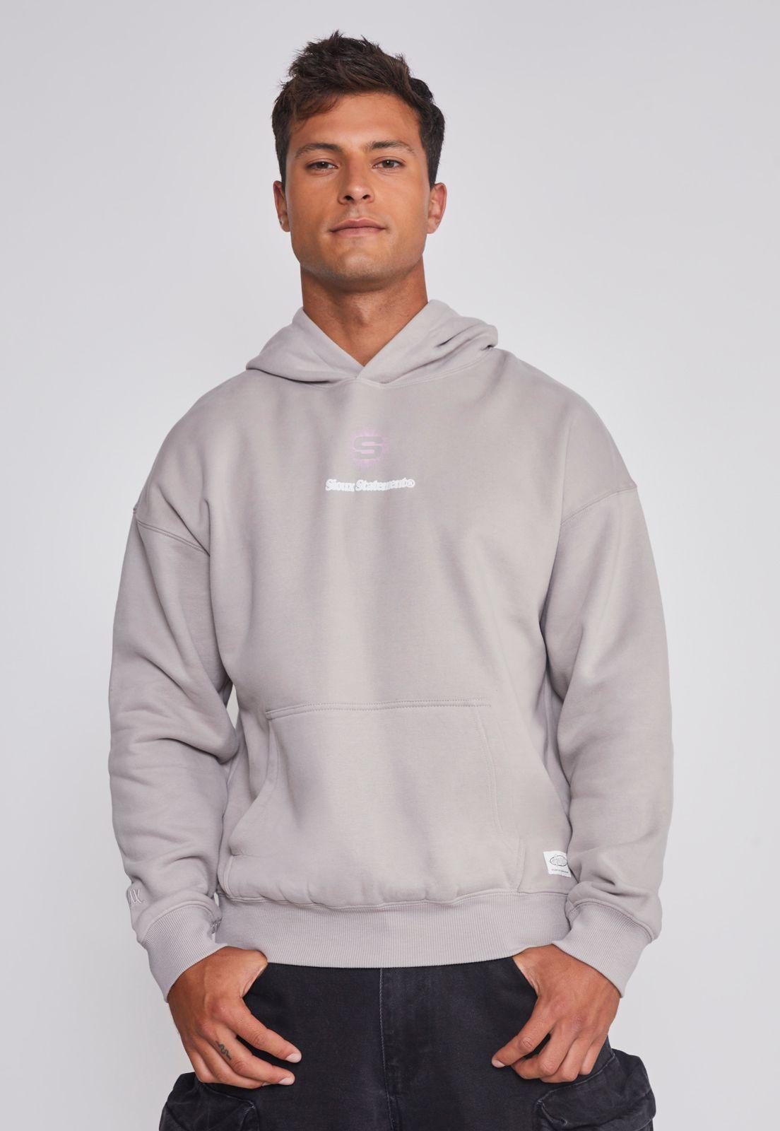 Polerón Hombre Lavado 3D Gris Sioux-0