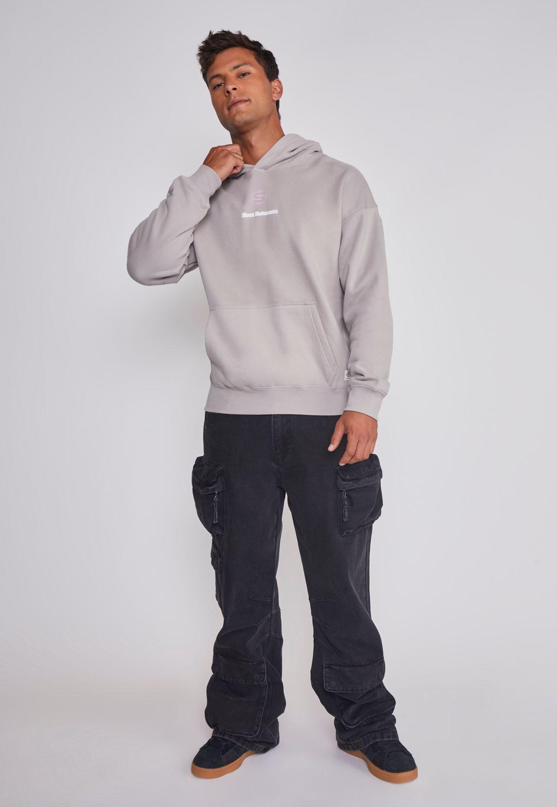 Polerón Hombre Lavado 3D Gris Sioux-2