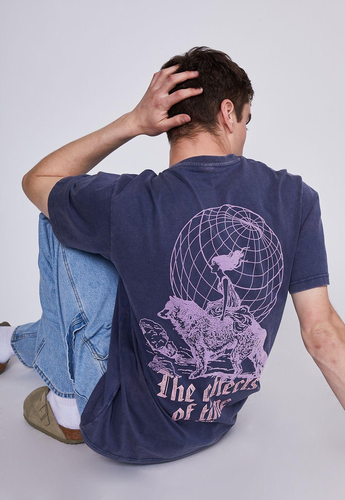 Polera Hombre Azul Lobo Sioux-4