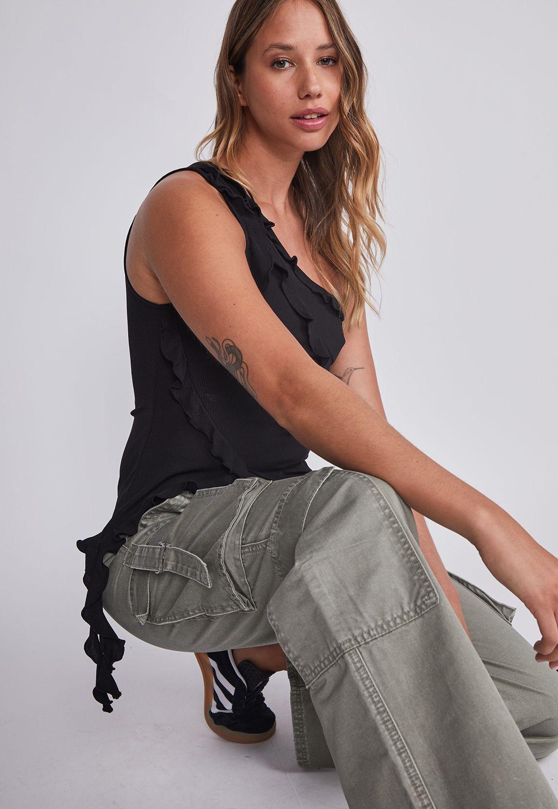 Pantalón Mujer Verde Tiradores Sioux-1