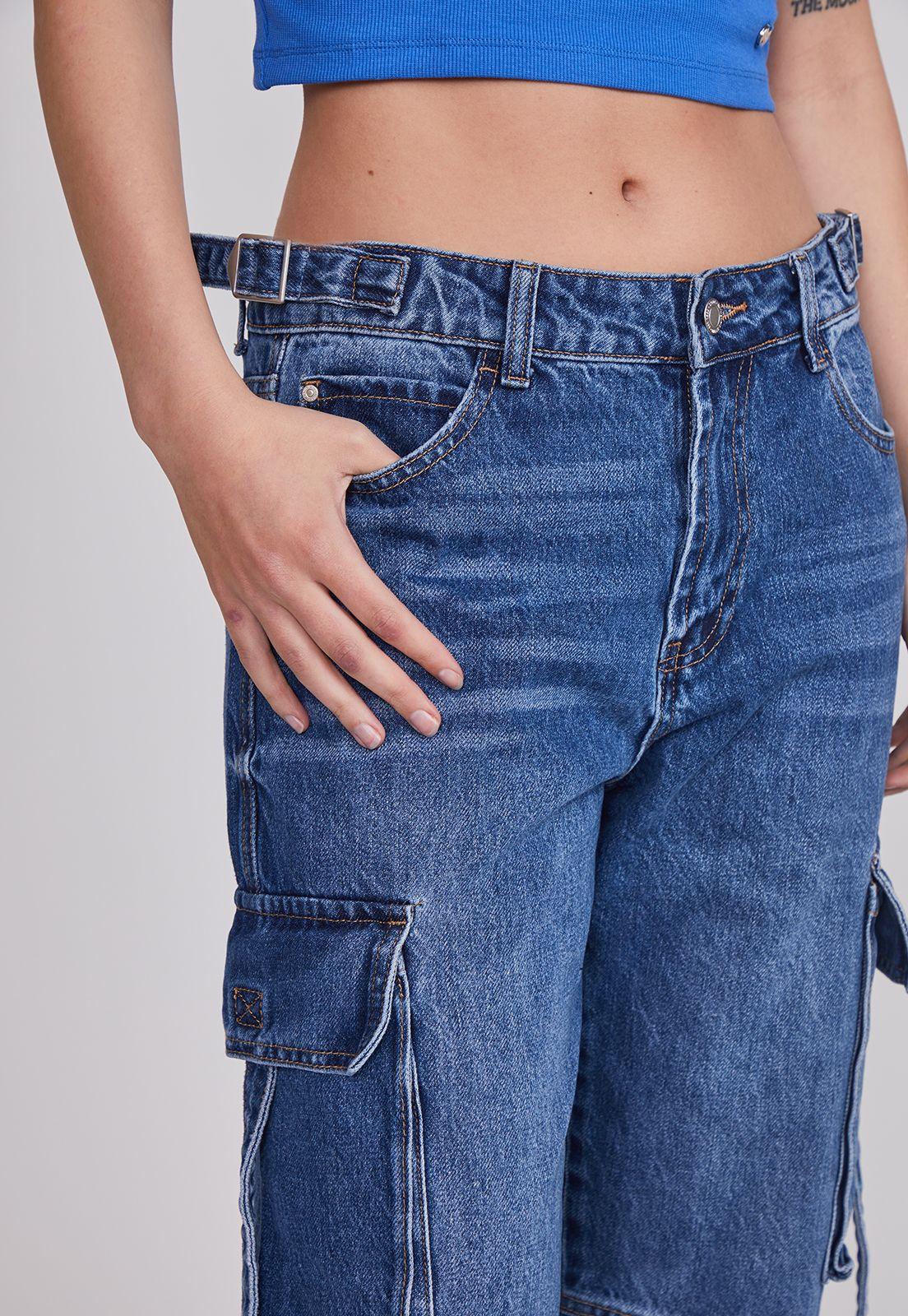 Jeans Mujer Multibolsillos Azul Sioux-2