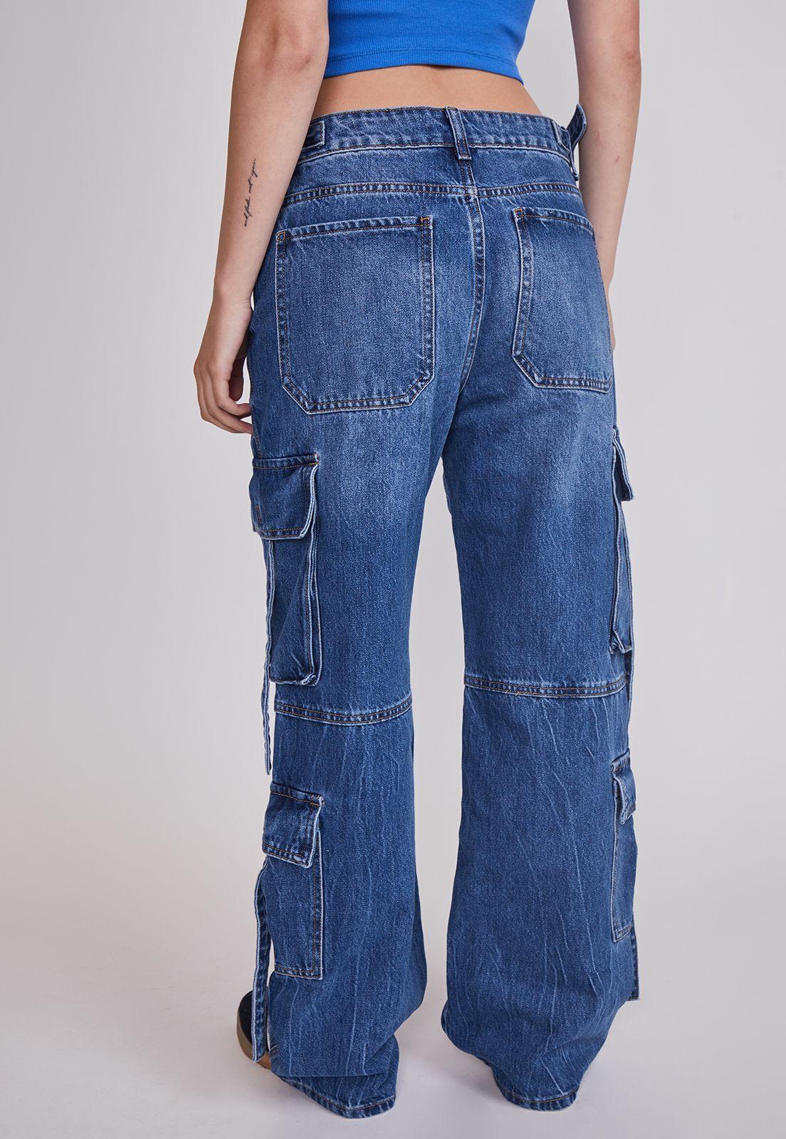 Jeans Mujer Multibolsillos Azul Sioux-3