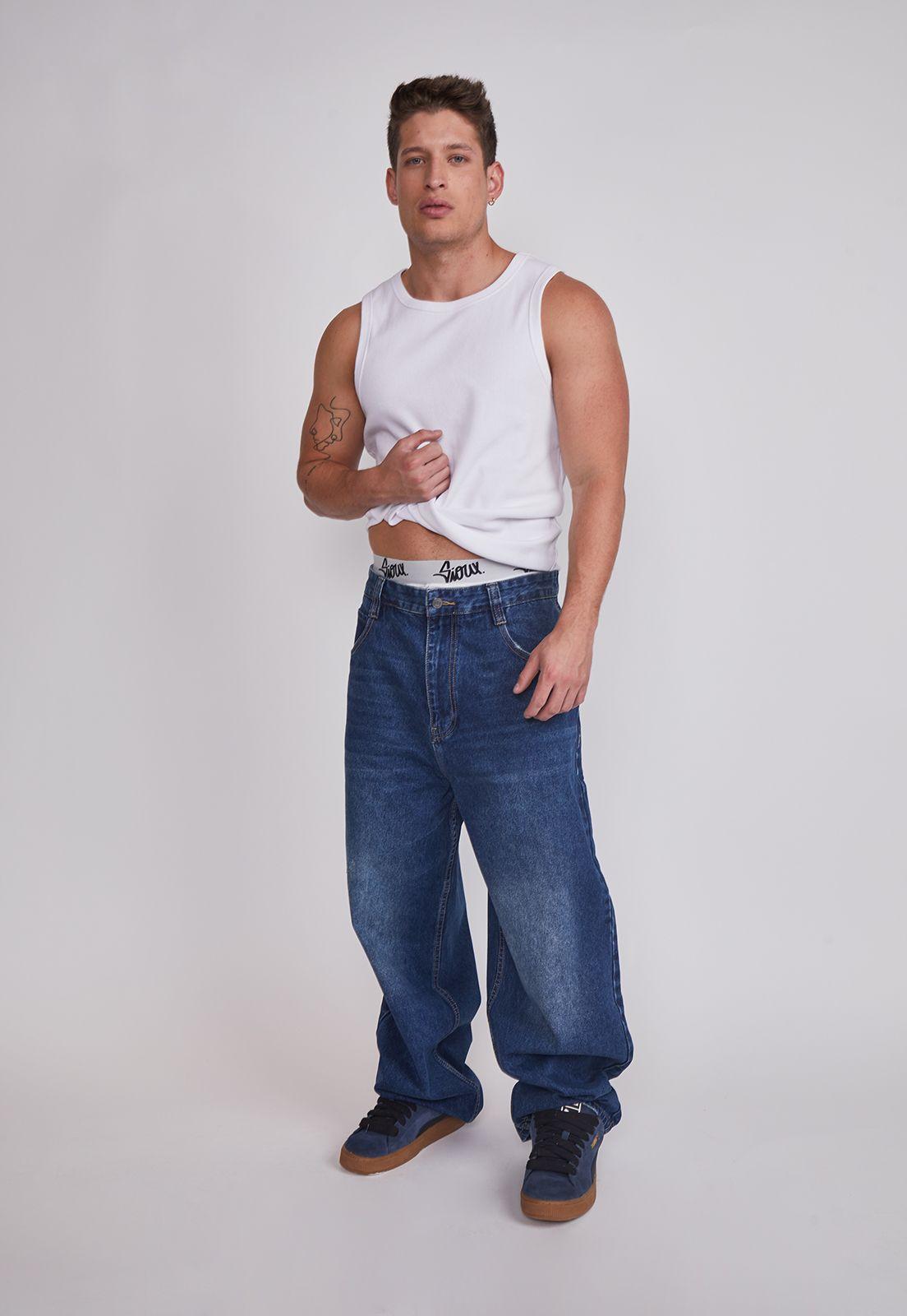 Jeans Hombre Skater Pretina Azul Sioux-3