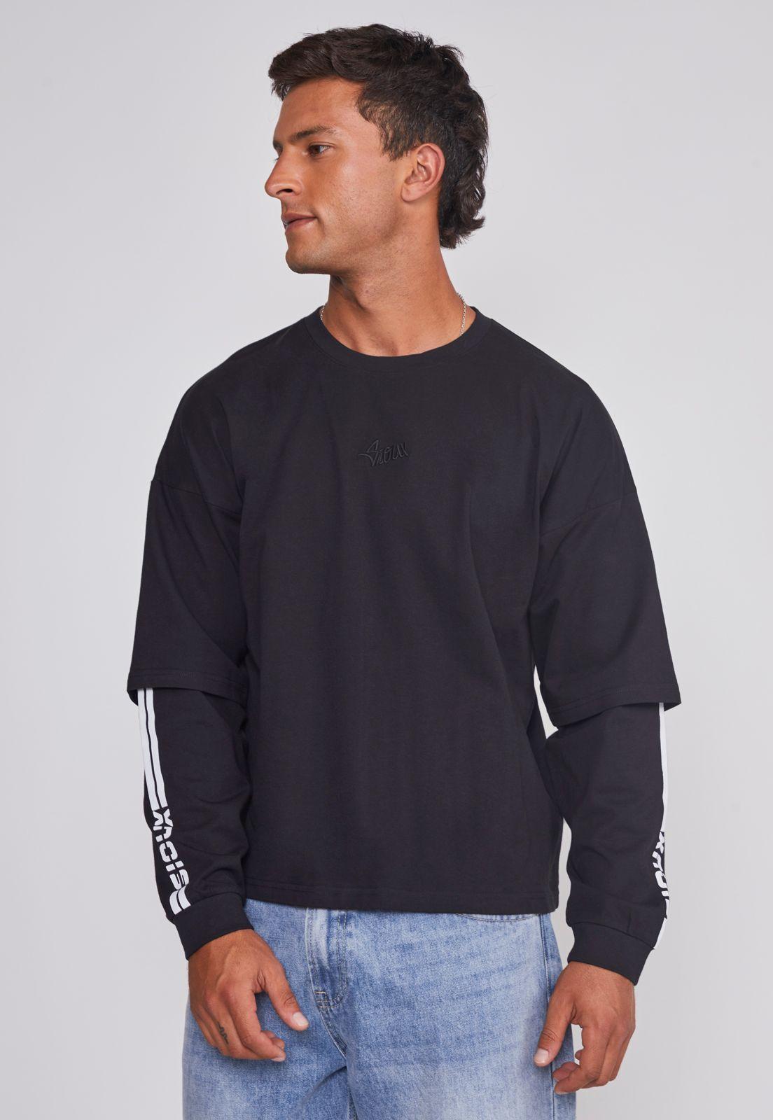 Polera Hombre Boxy Fit Negro Sioux-0