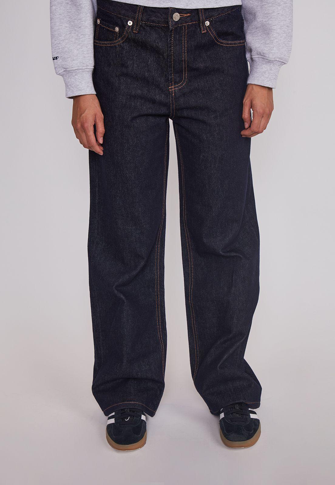 Jeans Mujer Wideleg Botones Azul Sioux-0