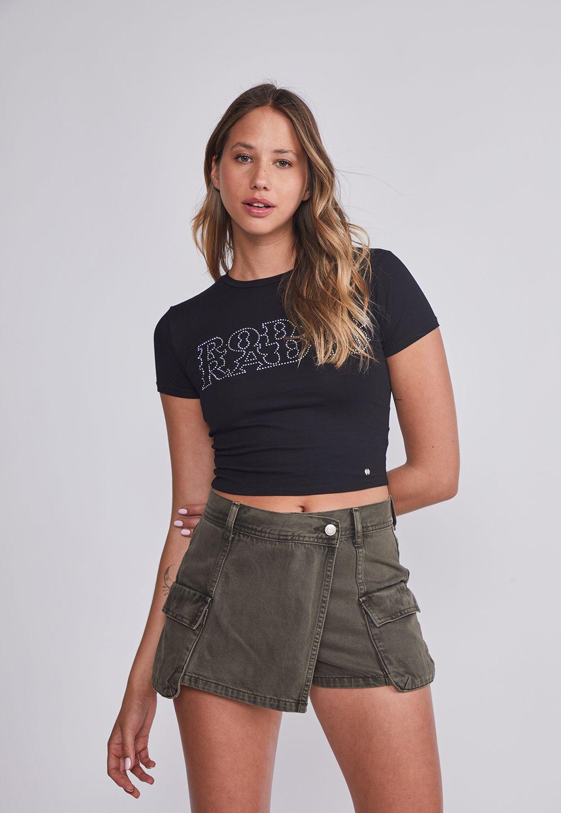 Polera Mujer Negro Con Strass Sioux-0