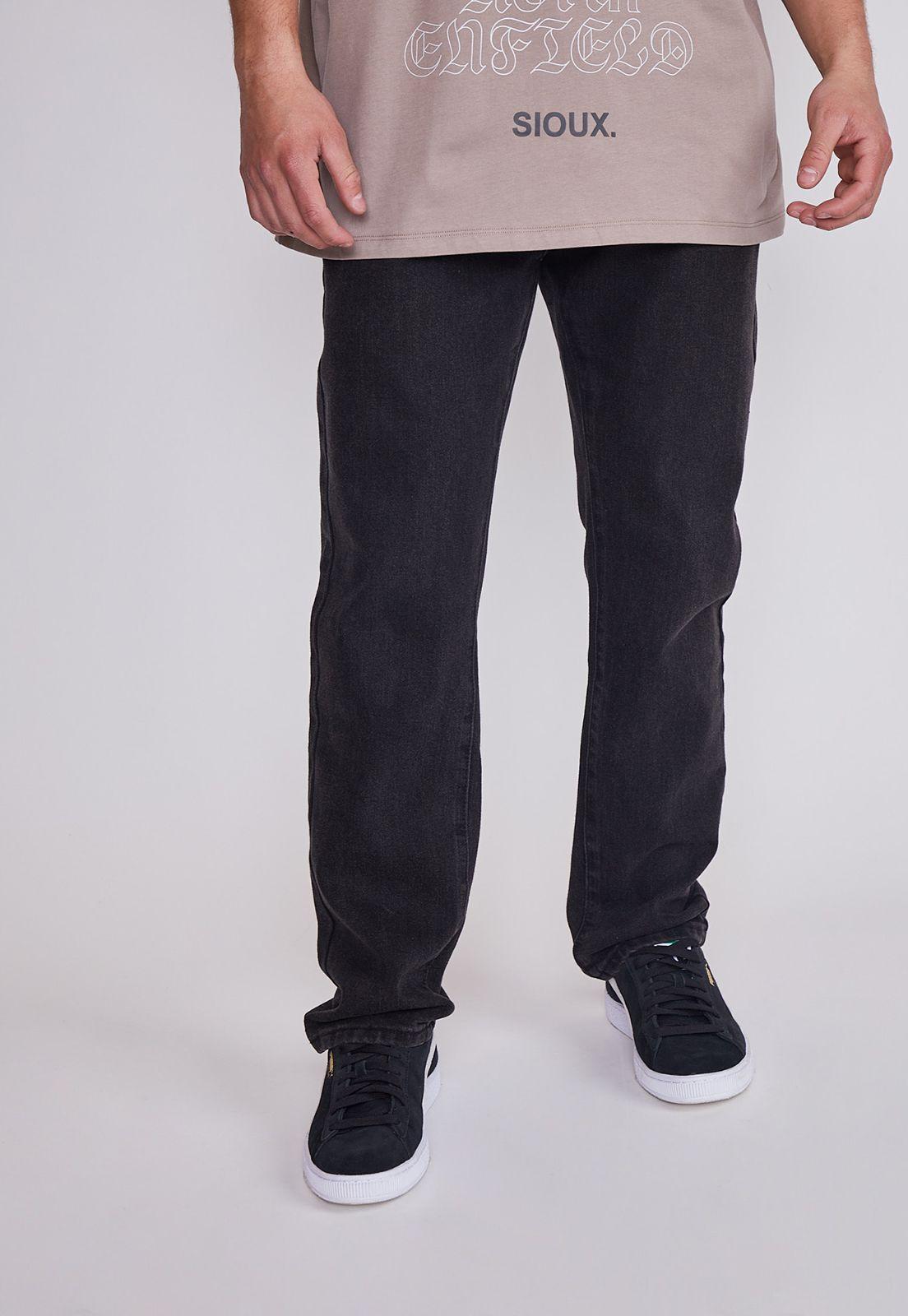 Jeans Hombre Negro Slim Liso Basico Sioux-0