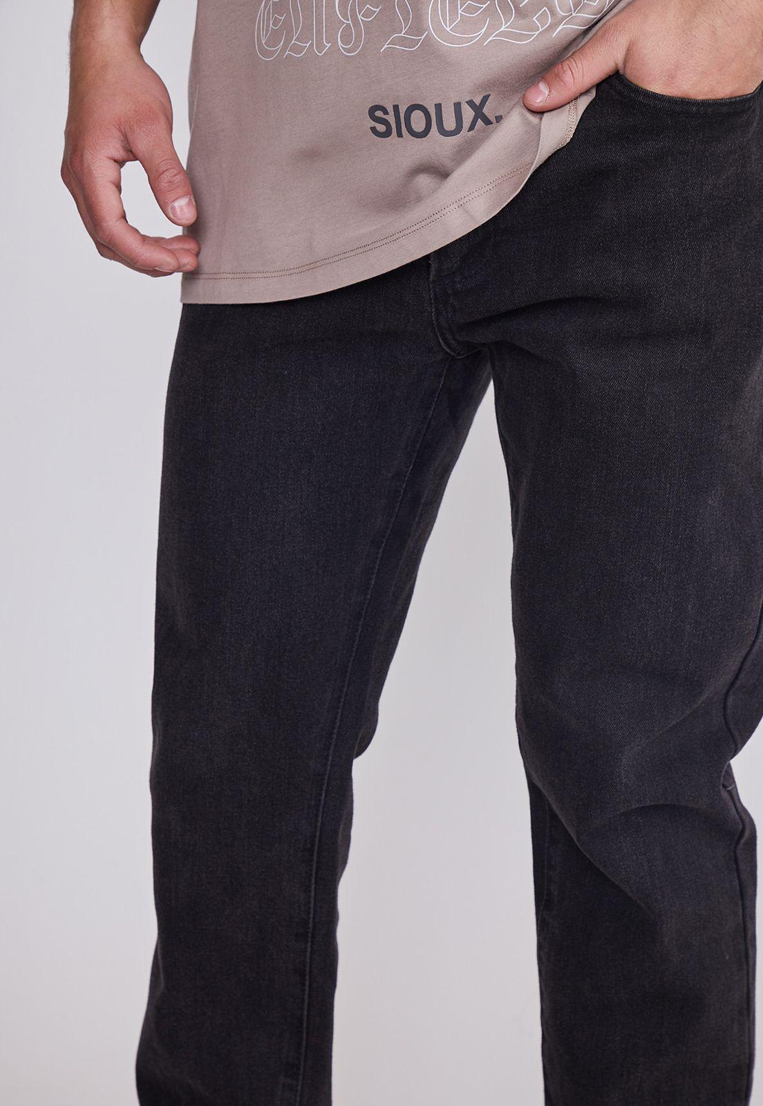 Jeans Hombre Negro Slim Liso Basico Sioux-1