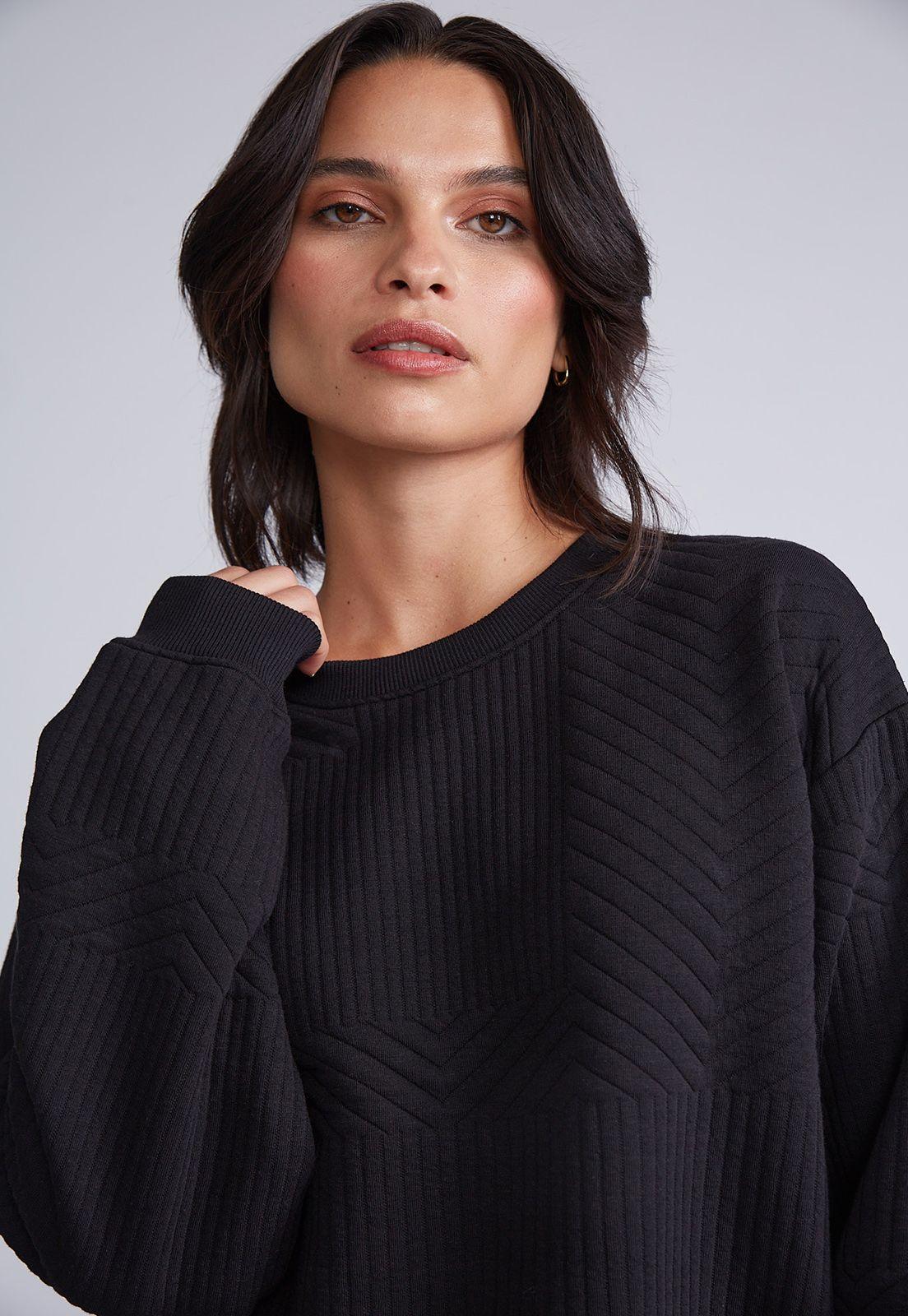 Polerón Básico Costuras Negro Sioux-1