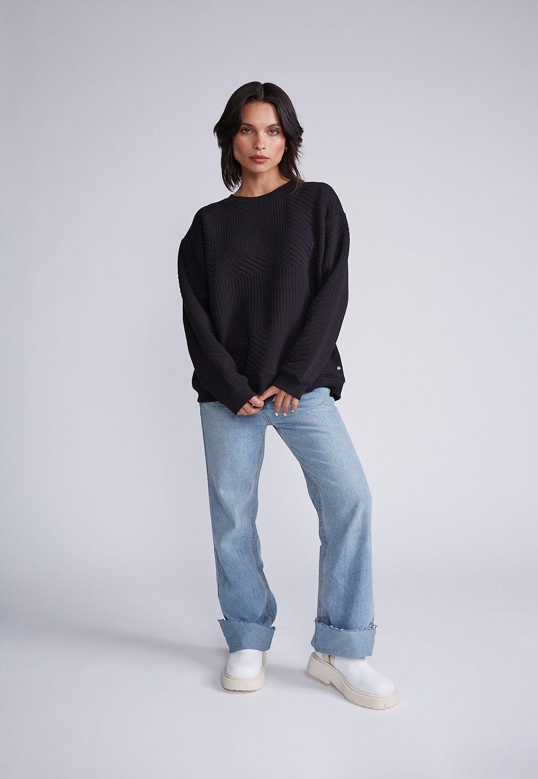 Polerón Básico Costuras Negro Sioux-3