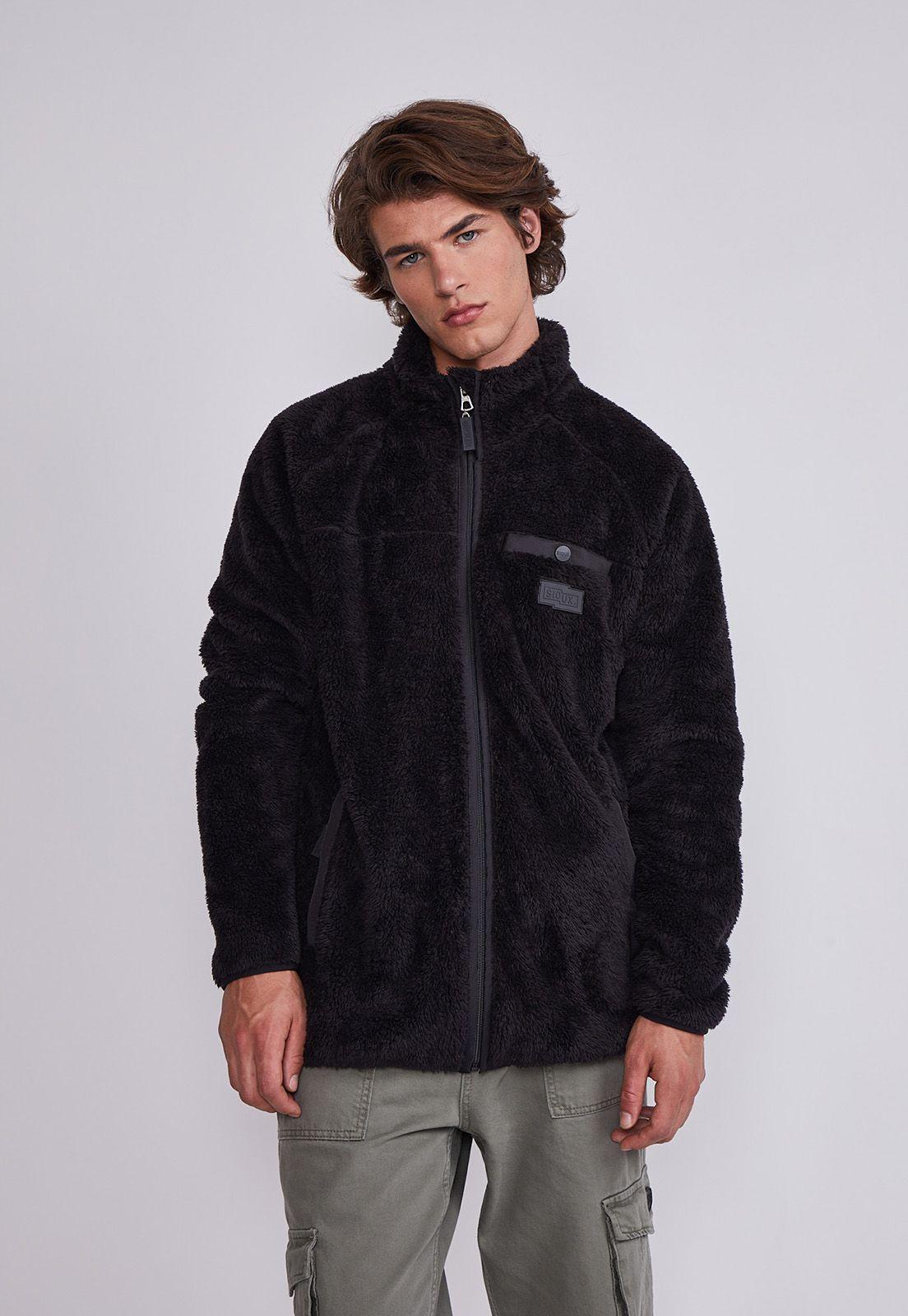 Polar Hombre Negro Peludo Cierre Completo Sioux-0