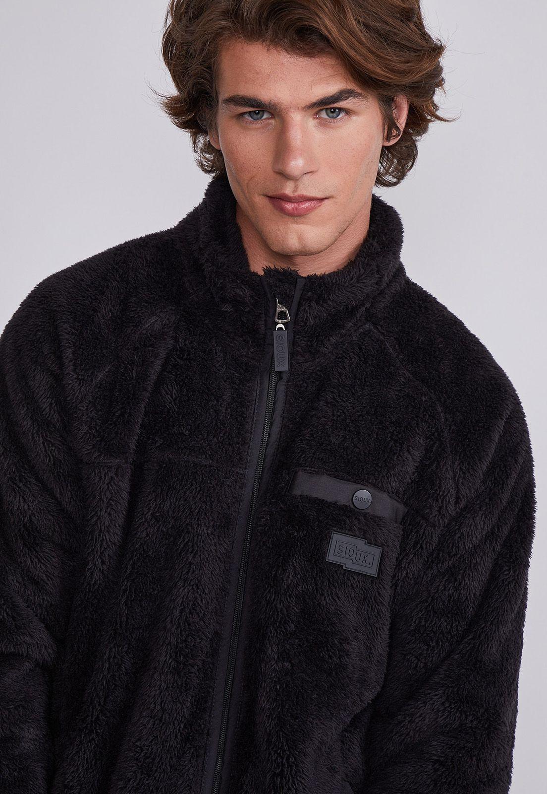 Polar Hombre Negro Peludo Cierre Completo Sioux-1
