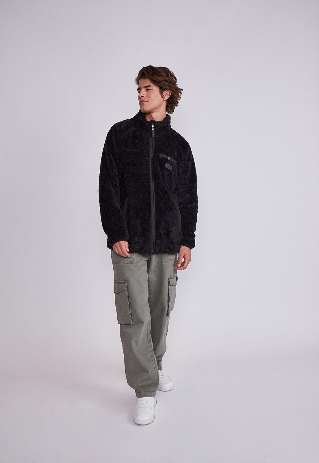 Polar Hombre Negro Peludo Cierre Completo Sioux-3