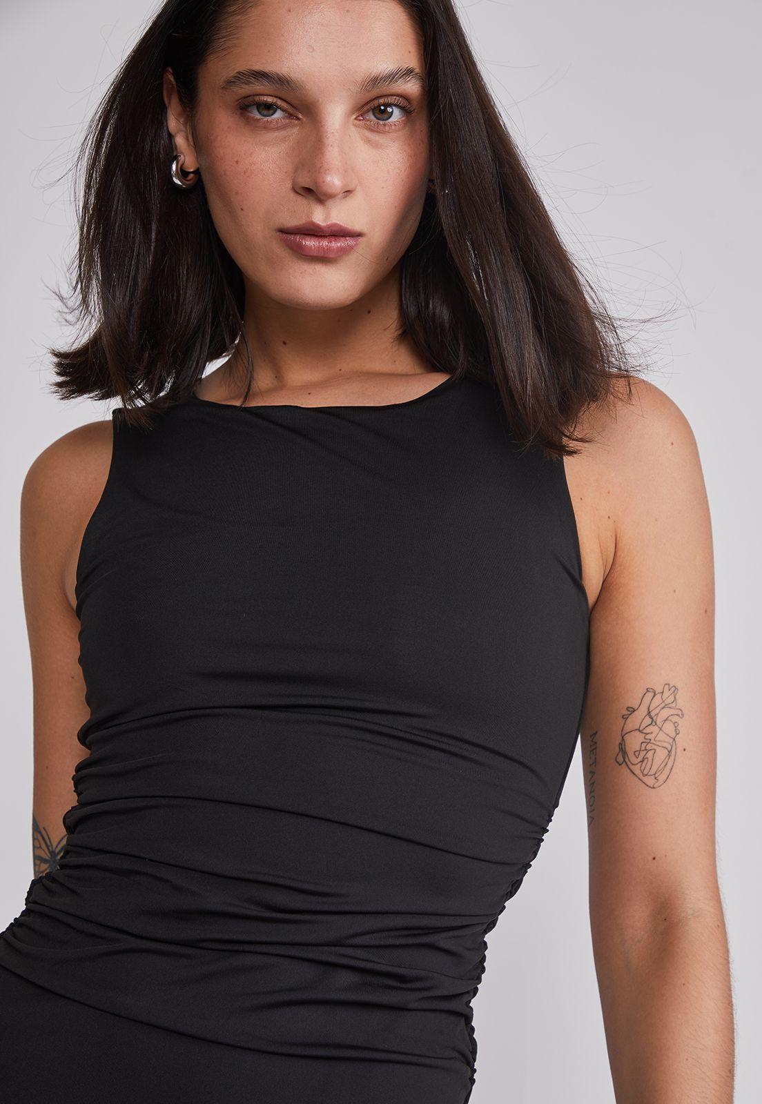 Vestido Mujer Recogido Cintura Negro Sioux-2