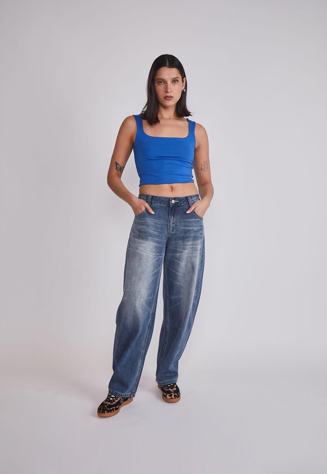Peto Mujer Crop Elasticado Azul Sioux-4