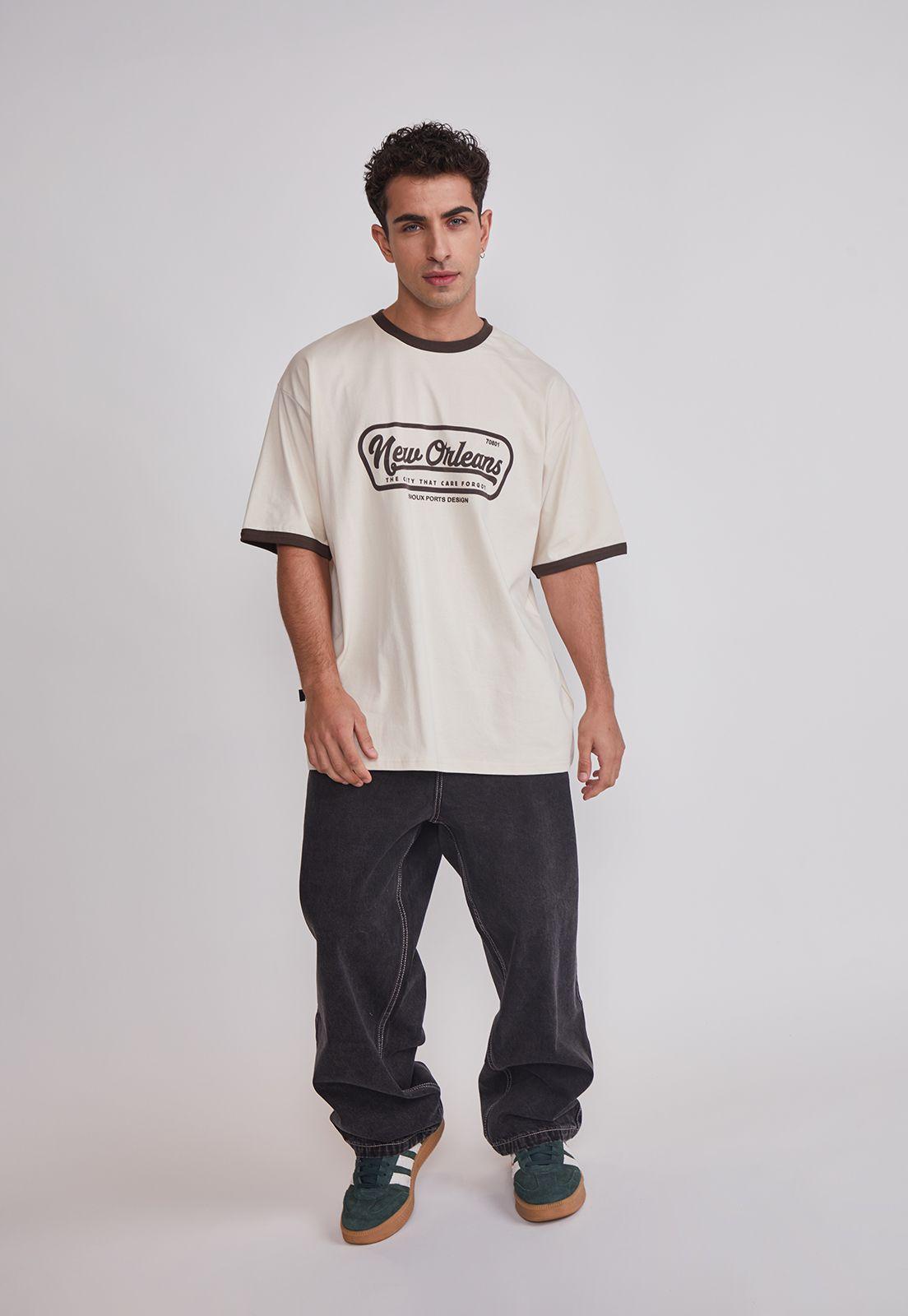 Polera Hombre Contraste Beige Sioux-1