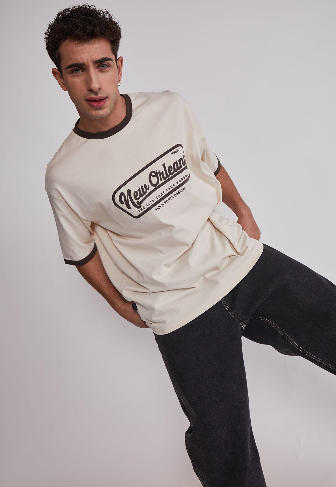 Polera Hombre Contraste Beige Sioux-3