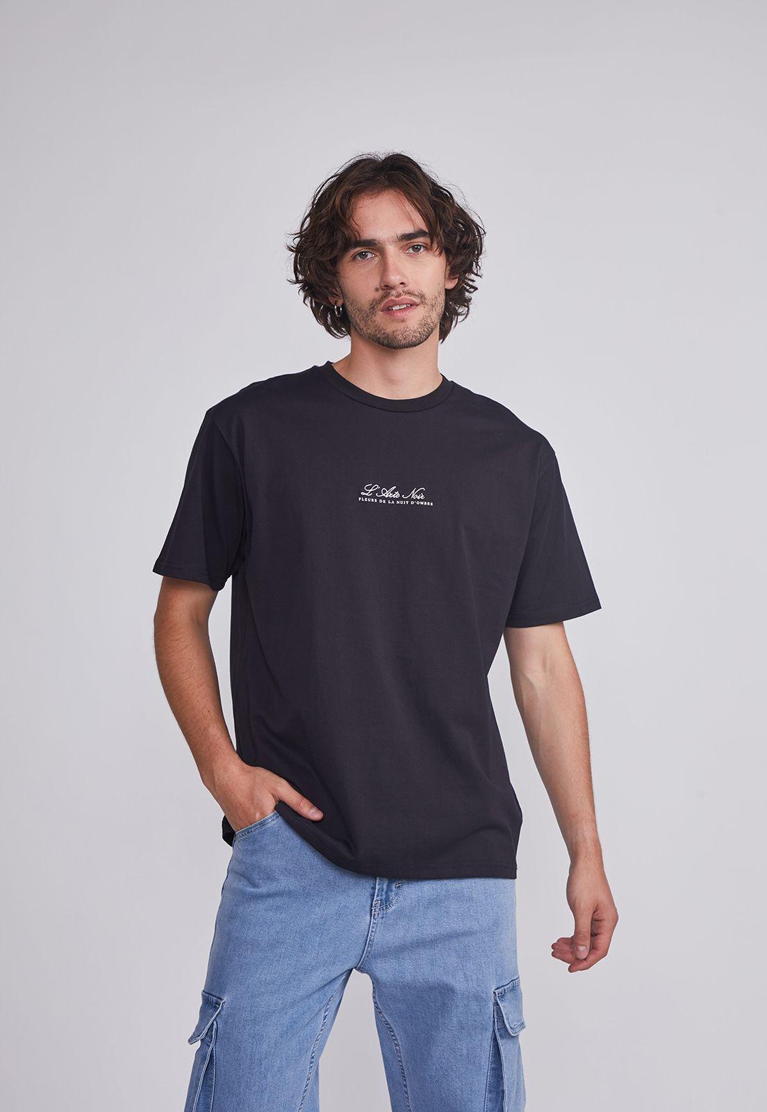 Polera Hombre Negro Flor Sioux-0