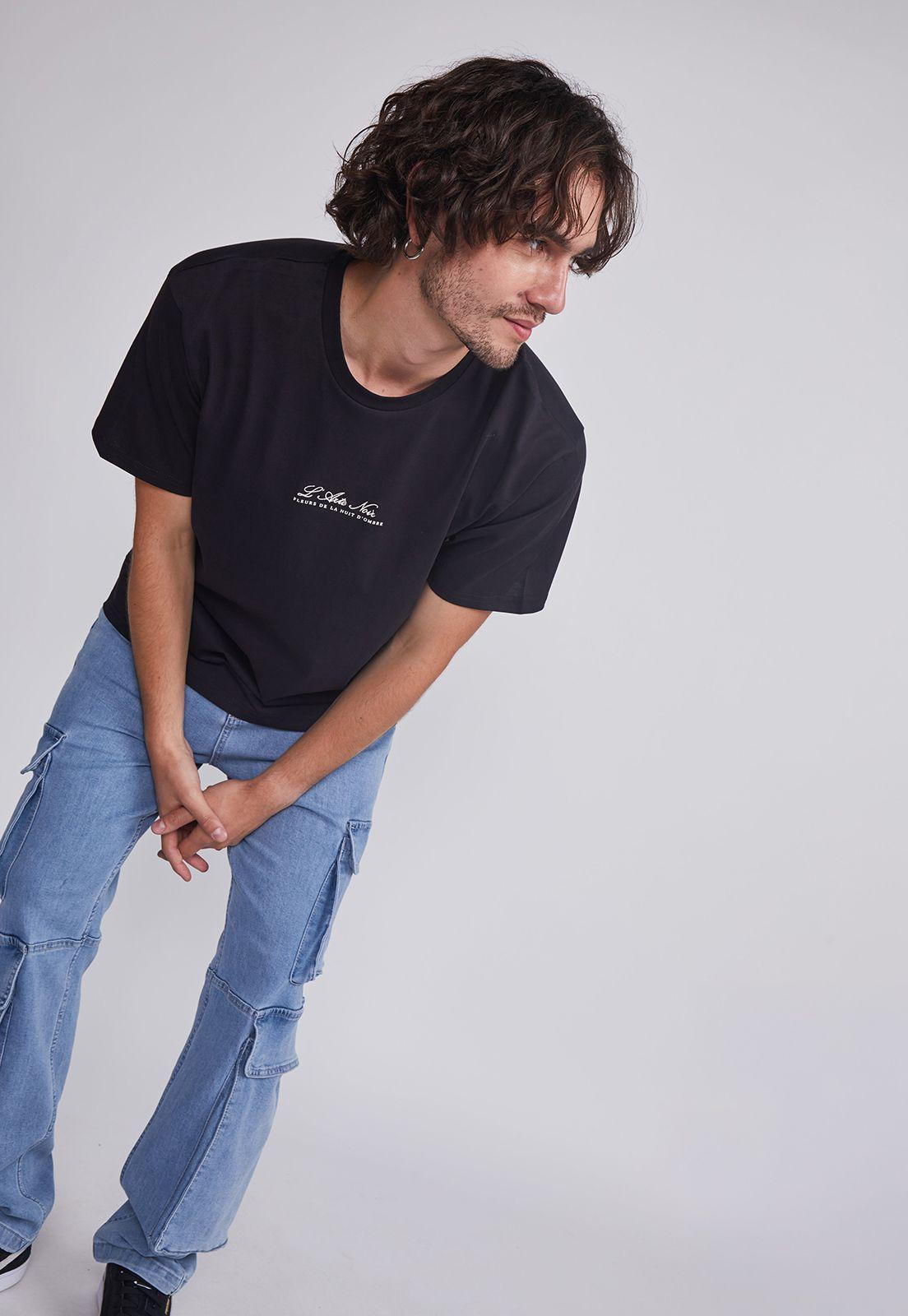 Polera Hombre Negro Flor Sioux-3
