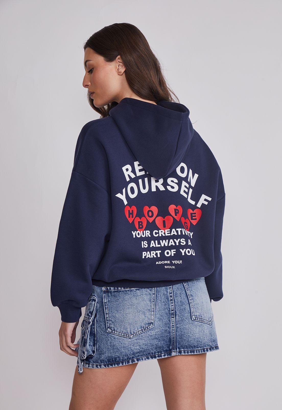 Polerón Mujer Estampado Espalda Azul Sioux-3