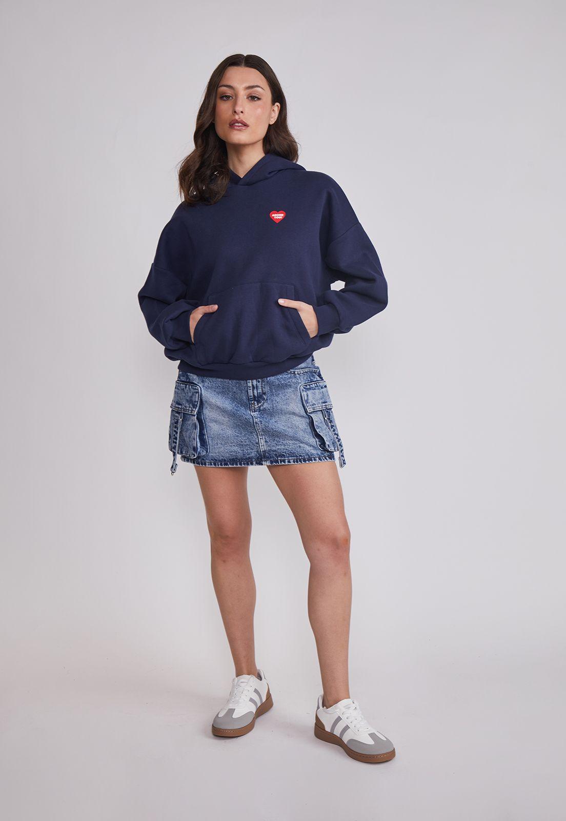 Polerón Mujer Estampado Espalda Azul Sioux-4