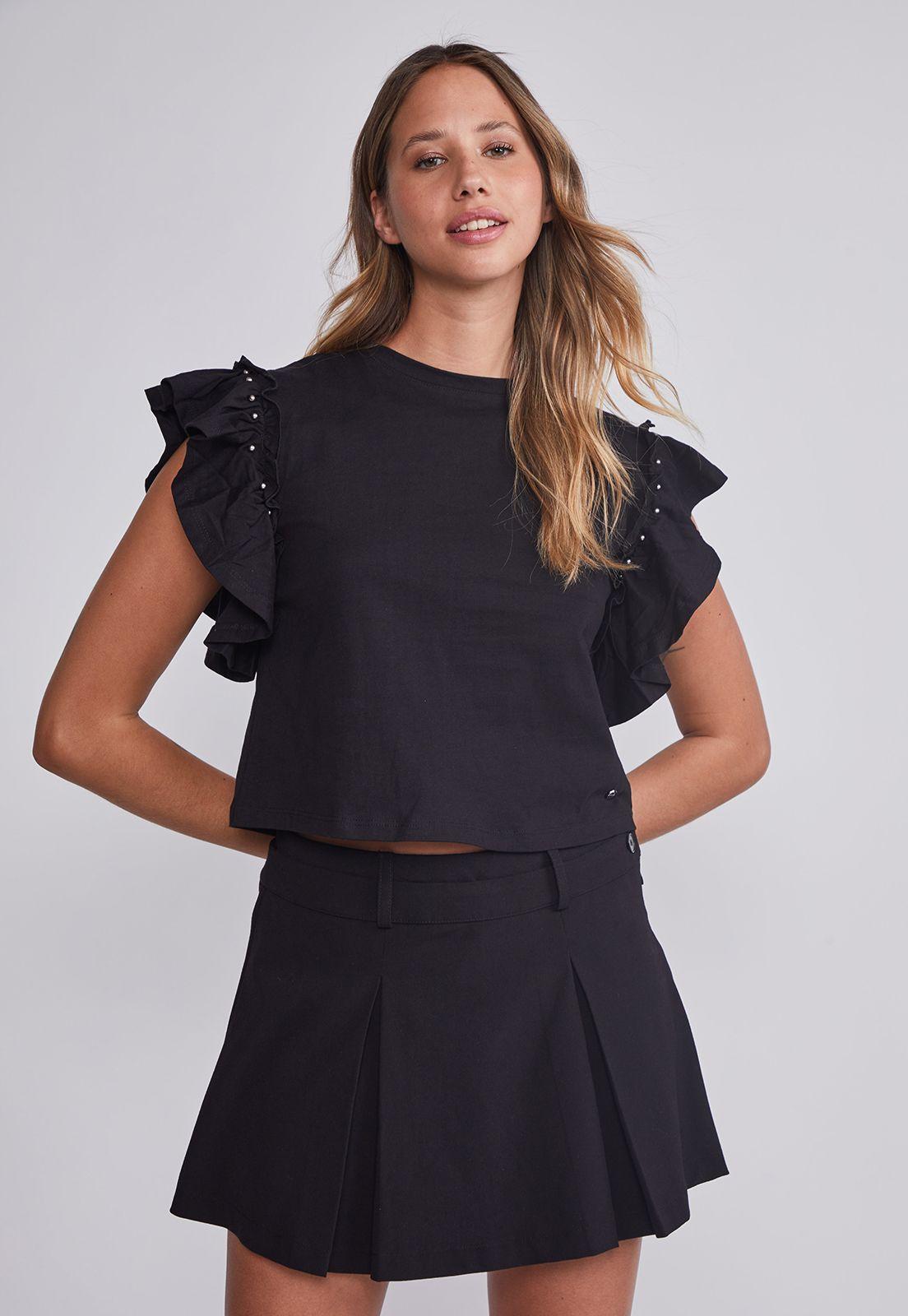 Polera Mujer Negro Sisa Vuelos Sioux-0