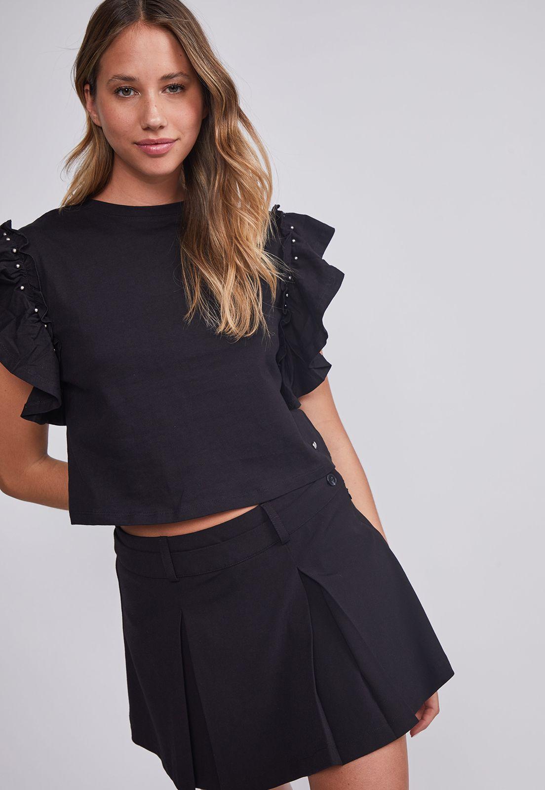 Polera Mujer Negro Sisa Vuelos Sioux-1