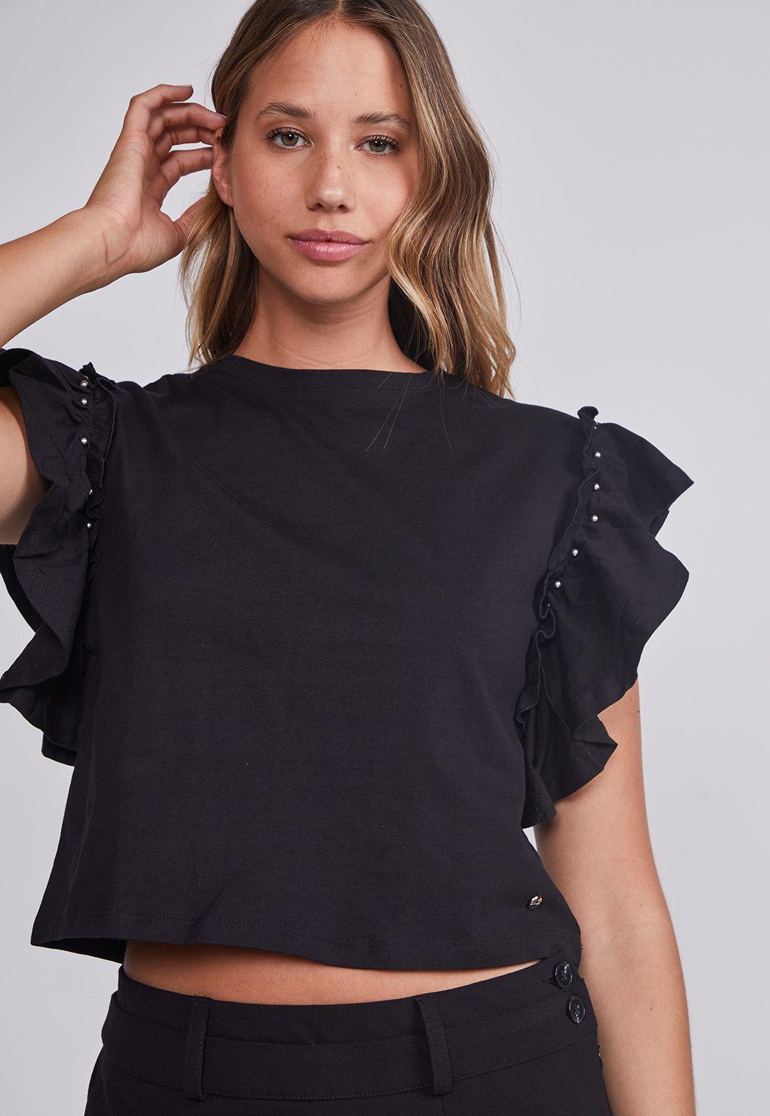 Polera Mujer Negro Sisa Vuelos Sioux-2