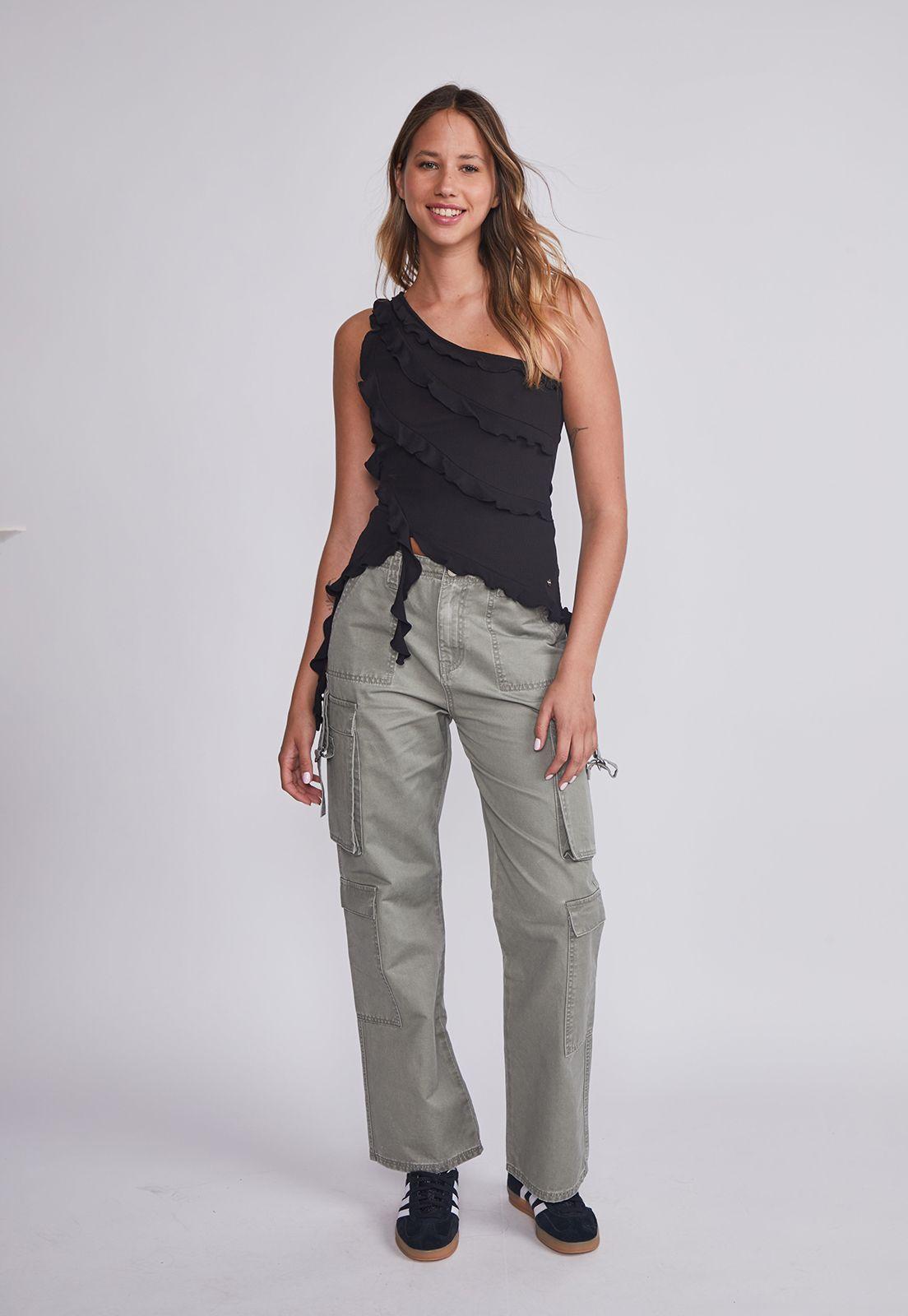 Peto Mujer Negro Asimetricos Sioux-4