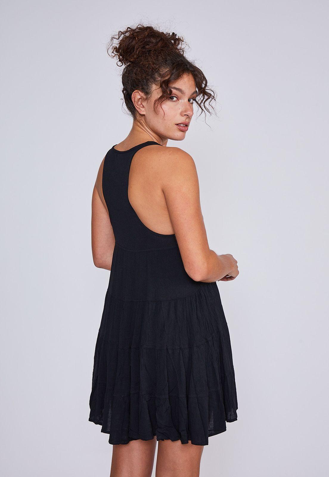 Vestido Mujer Botones Forrados Negro Sioux-2