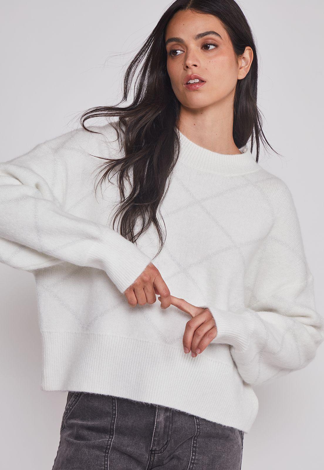 Sweater Mujer Rombos Lurex Blanco Sioux-3