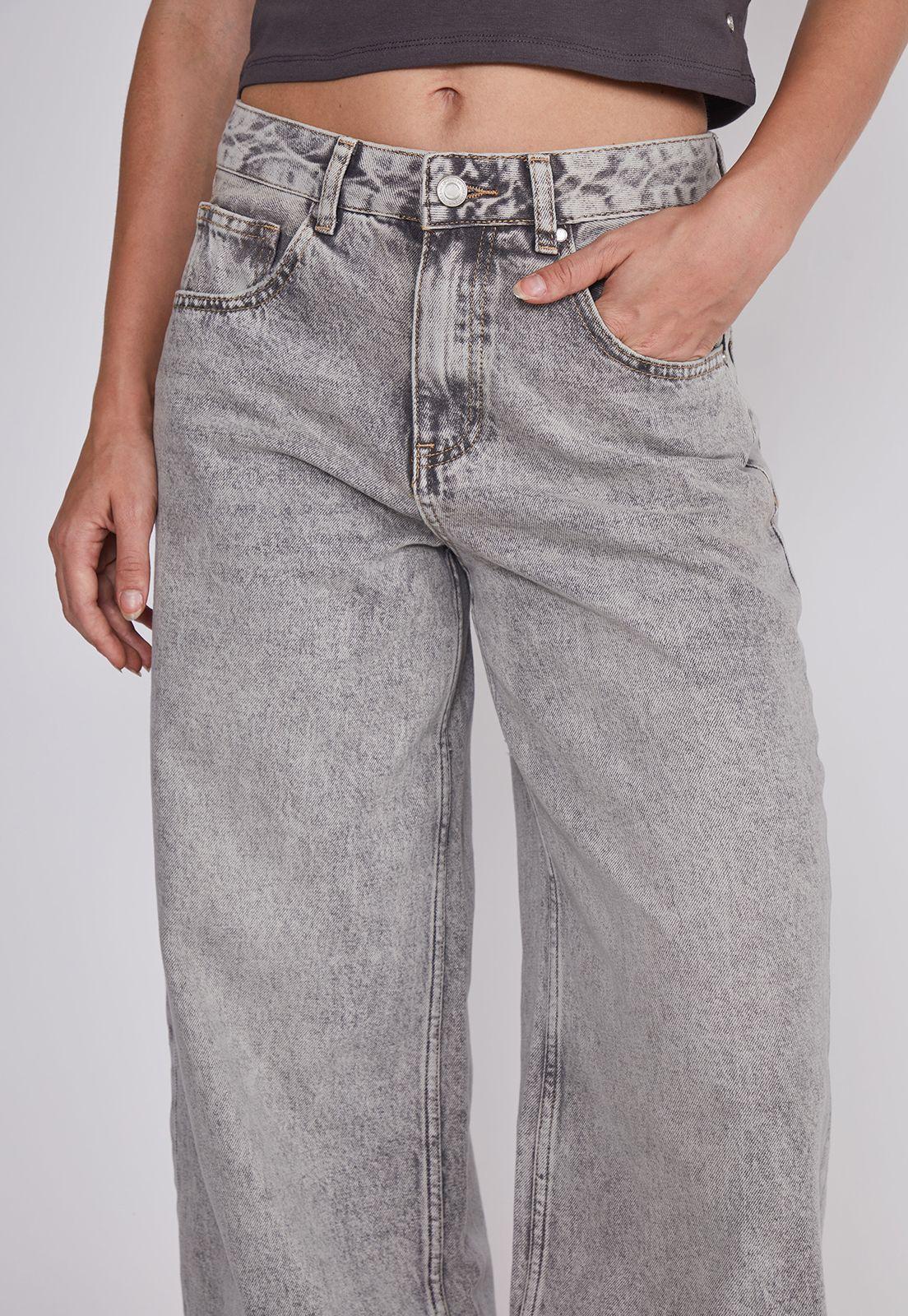 Jeans Mujer Wide Leg Desgastado Gris Sioux-2