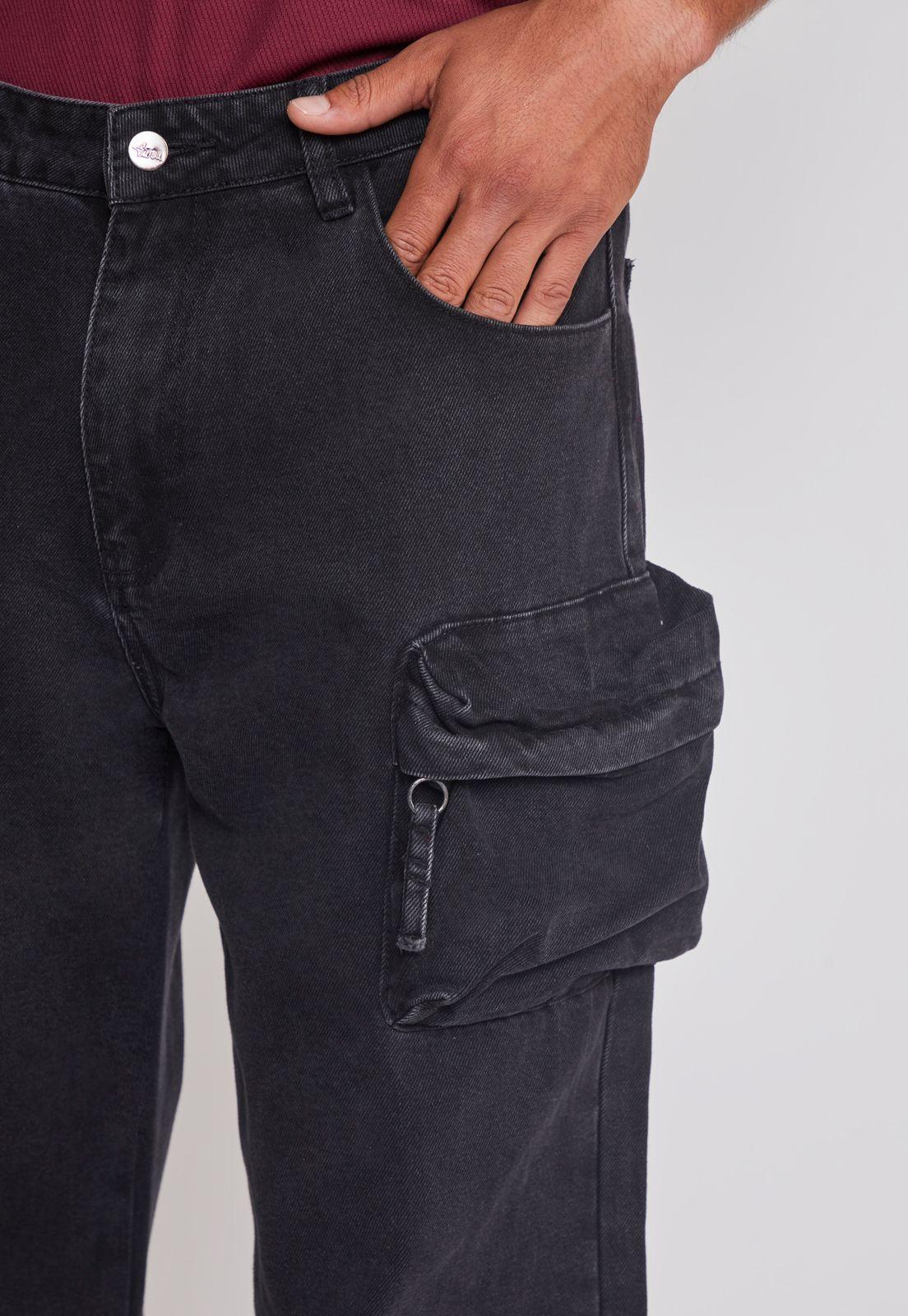 Jeans Hombre Multicargo 3D Cierres Negro Sioux-3