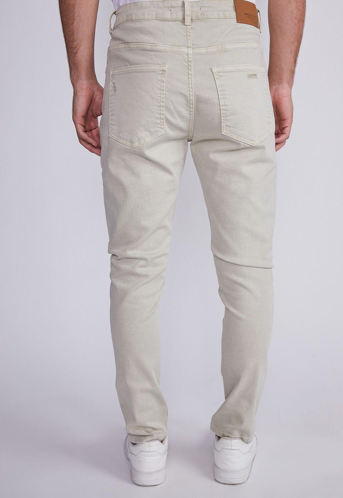 Jeans Hombre Beige Super Slim Con Roturas Sioux-2