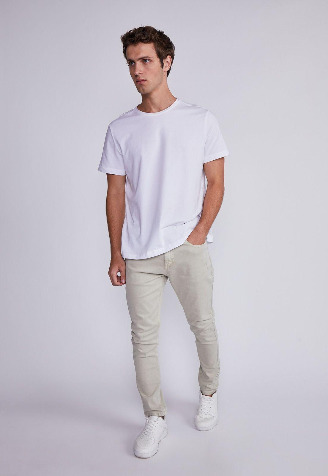 Jeans Hombre Beige Super Slim Con Roturas Sioux-3