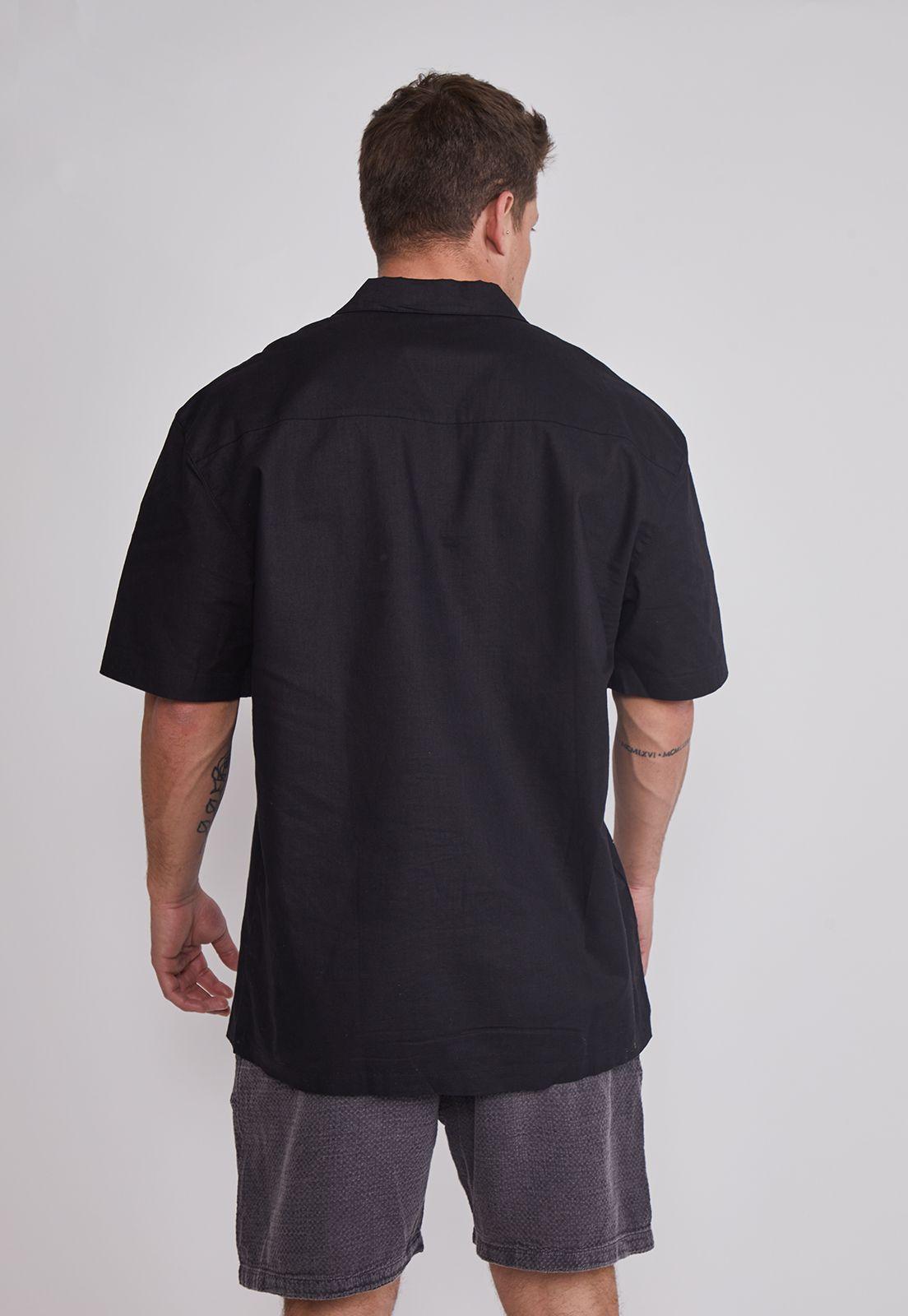 Camisa Hombre Lino Proceso Negro Sioux-3