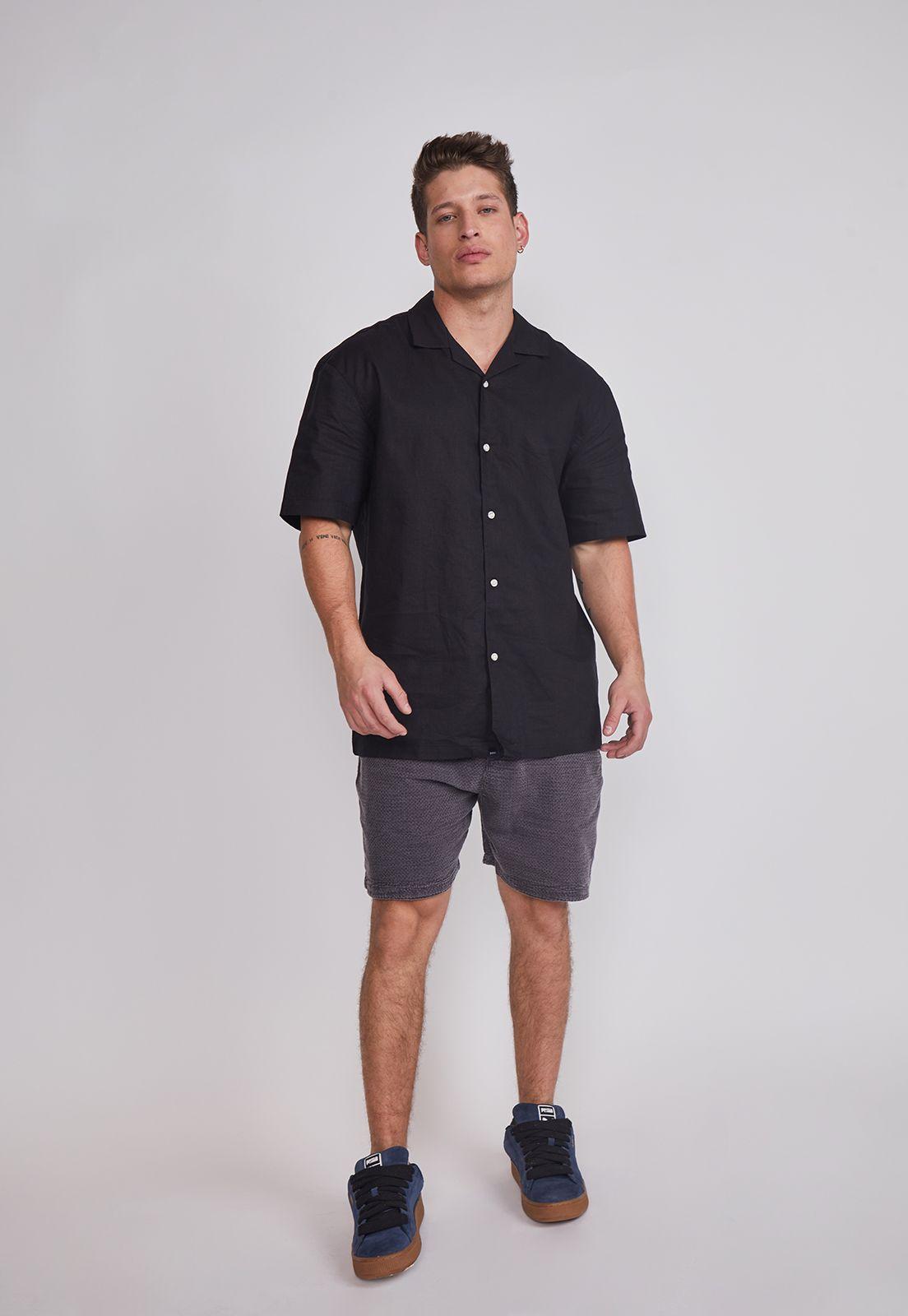 Camisa Hombre Lino Proceso Negro Sioux-4