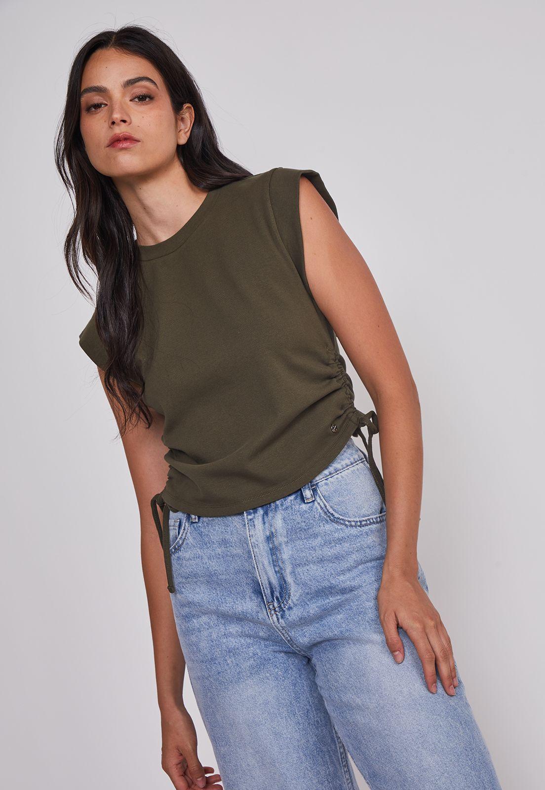 Polera Mujer Ajustador Costados Verde Sioux-4