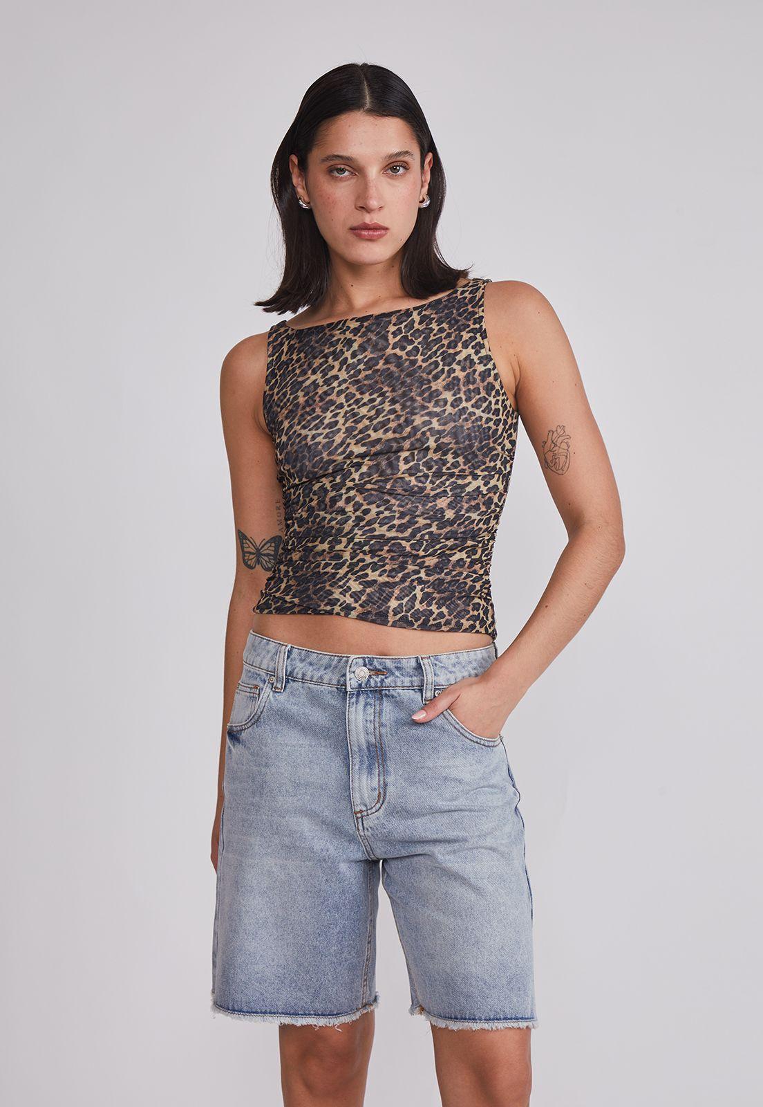 Peto Mujer Leopardo Mesh Beige Sioux-0