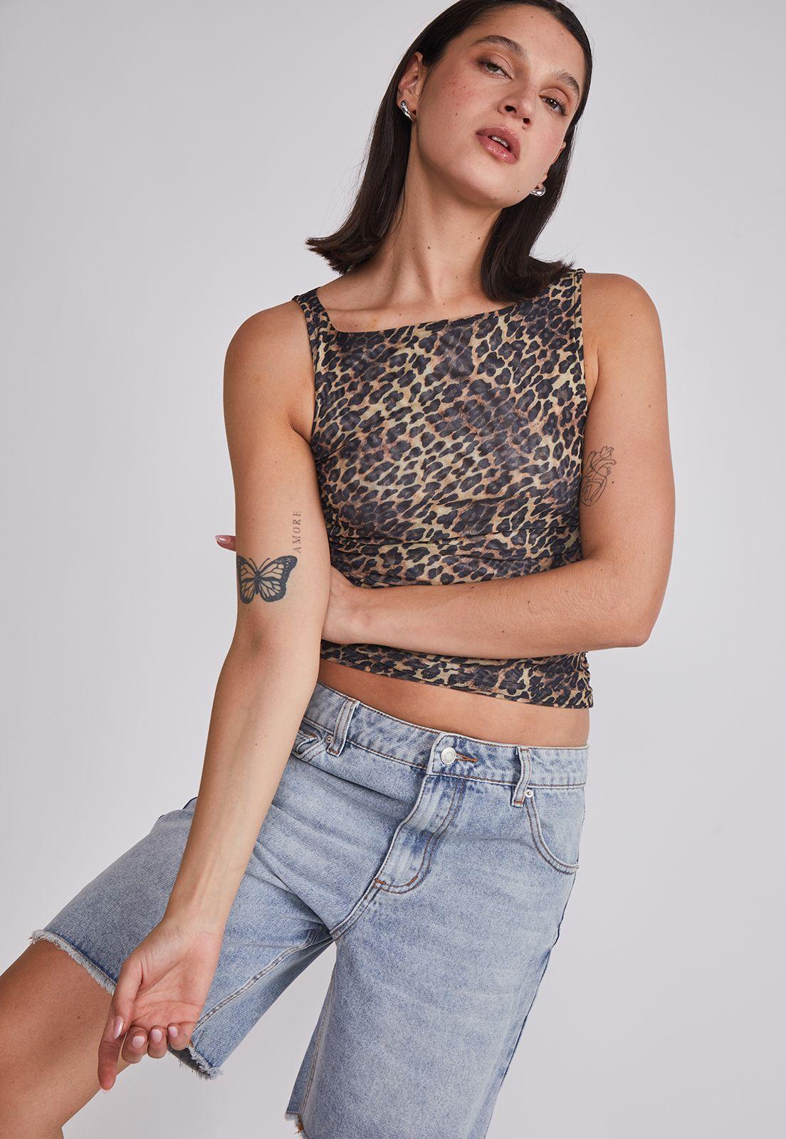 Peto Mujer Leopardo Mesh Beige Sioux-1