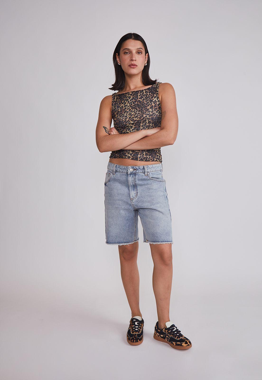 Peto Mujer Leopardo Mesh Beige Sioux-4