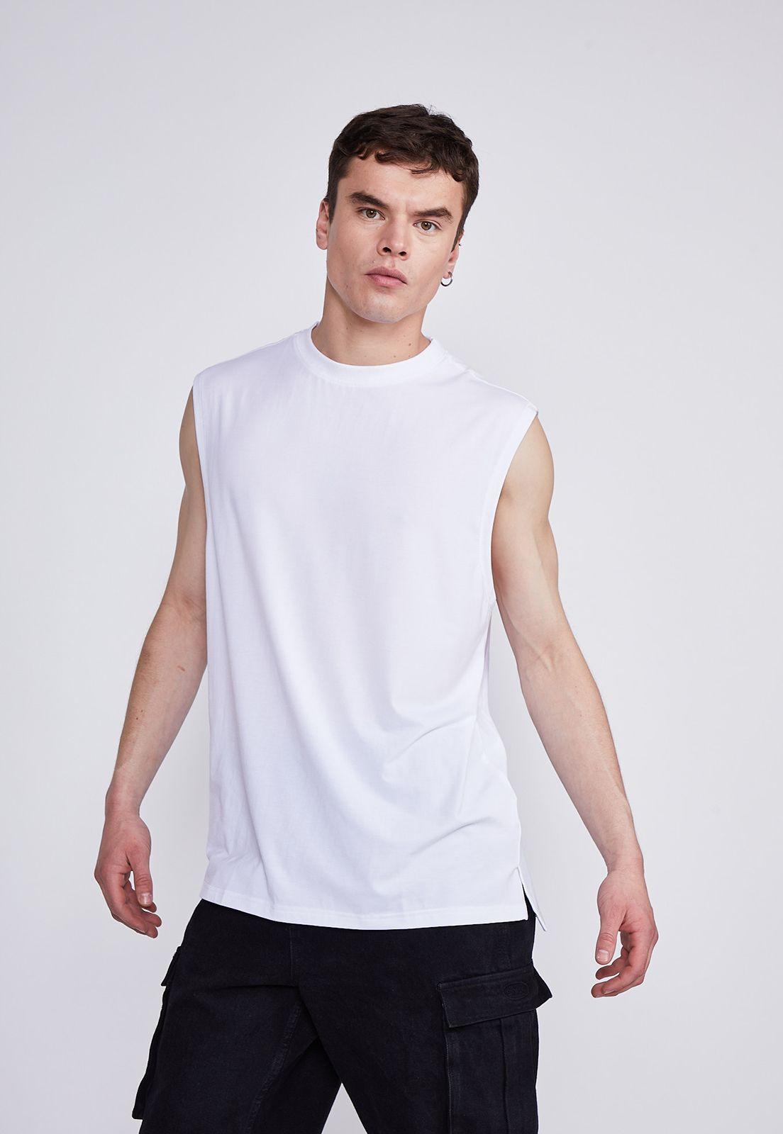 Polera Hombre Blanco Musculosa Oversize Sioux-0